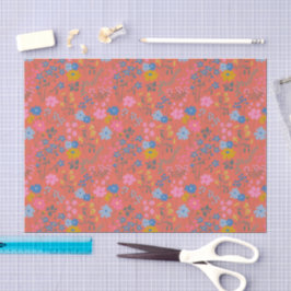 Moderne Boho Rode Bloemrijke Wilde Bloemen Tissuepapier