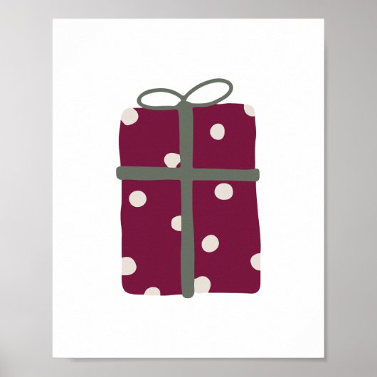 Moderne Boho rood en groen kerstcadeau print (Voorkant)
