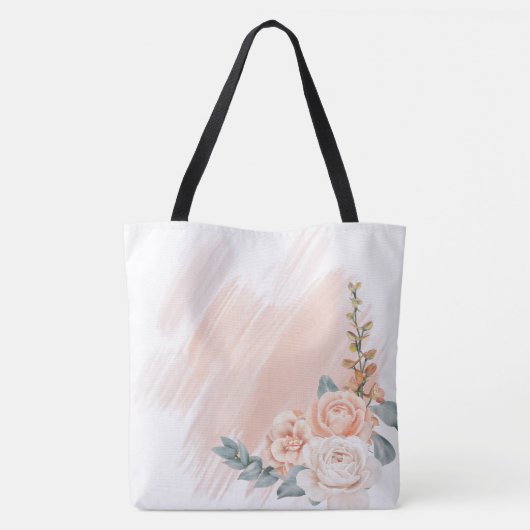 Moderne Boho Roze Bloem Initialen Naam Monogram Sc Tote Bag (Achterkant)