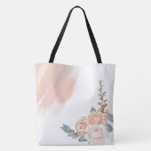 Moderne Boho Roze Bloem Initialen Naam Monogram Tote Bag (Achterkant)