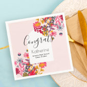 Moderne Boho Roze Bloemboog Afstuderen Partij Servet