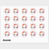 Moderne Boho Roze Bloemboog Afstuderen Uitnodigen Ronde Sticker (Vel)