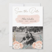 Moderne Boho Roze Bloemige Afbeelding Bewaar de Da Save The Date (Voorkant)