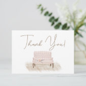 Moderne Boho Roze Bloemrijke Elegant Bedankkaart (Staand voorkant)