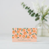 Moderne Boho Roze Citrus Sinaasappels Fruit Script Visitekaartje (Staand voorkant)