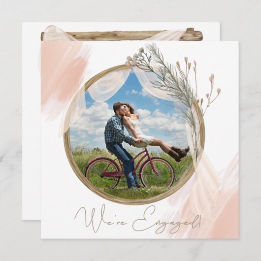 Moderne Boho Roze Elegante Bloem Bruiloft (Voorkant / Achterkant)