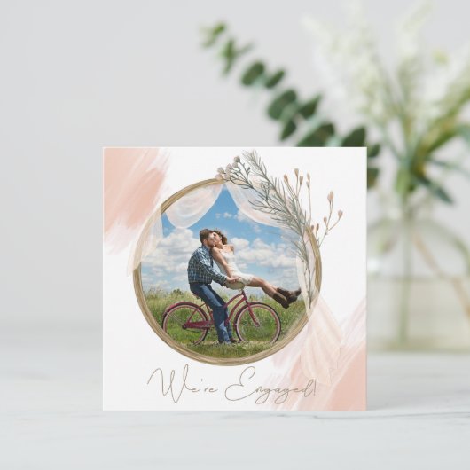 Moderne Boho Roze Elegante Bloem Bruiloft (Staand voorkant)