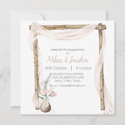 Moderne Boho Roze Elegante Bloem Bruiloft (Achterkant)