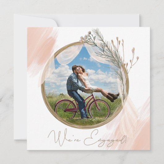 Moderne Boho Roze Elegante Bloem Bruiloft (Voorkant)