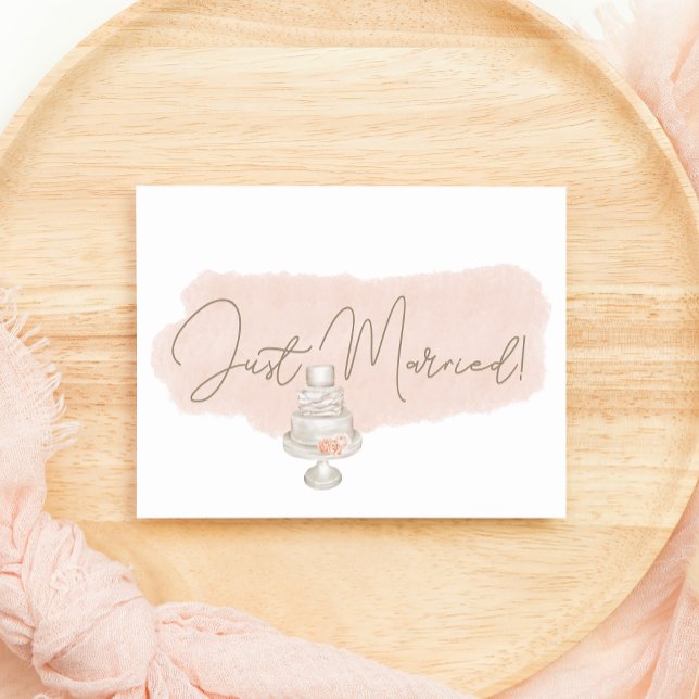 Moderne Boho Roze Elegante Bloem Just Married (Creator heeft geüpload)