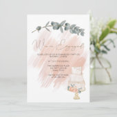Moderne Boho roze elegante bloemen verlovingsfeest Kaart (Staand voorkant)