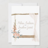 Moderne Boho roze elegante bloemen verlovingsfeest Kaart (Achterkant)