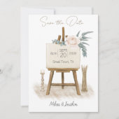 Moderne Boho Roze Elegante Bloemige Bewaar De Datu Save The Date (Voorkant)