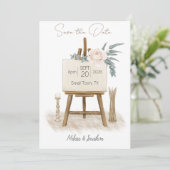 Moderne Boho Roze Elegante Bloemige Bewaar De Datu Save The Date (Staand voorkant)