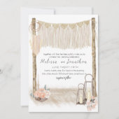 Moderne Boho Roze Elegante Bloemige Bruiloft Kaart (Voorkant)