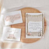 Moderne Boho Roze Elegante Bloemige Bruiloft Kaart