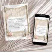 Moderne Boho Roze Elegante Bloemige Bruiloft Kaart