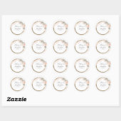 Moderne Boho Roze Elegante Bloemige Bruiloft Ronde Sticker (Vel)