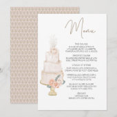 Moderne Boho Roze Elegante Bloemige Trouwmenu Menu (Voorkant / Achterkant)