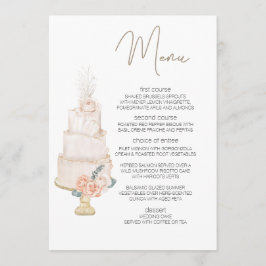 Moderne Boho Roze Elegante Bloemige Trouwmenu Menu