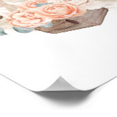 Moderne Boho Roze Elegante Bloemige Trouwposter Poster (Hoek)