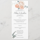Moderne Boho Roze Elegante Bloemige Trouwprogramma Programmakaart (Voorkant)