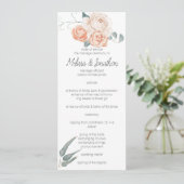 Moderne Boho Roze Elegante Bloemige Trouwprogramma Programmakaart (Staand voorkant)