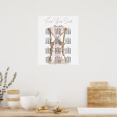 Moderne Boho Roze Elegante Trouw Zittijd Chart Poster (Keuken)
