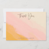 Moderne Boho Roze Geel Schattig Script Bruiloft  Bedankkaart (Voorkant)