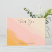Moderne Boho Roze Geel Schattig Script Bruiloft  Bedankkaart (Staand voorkant)