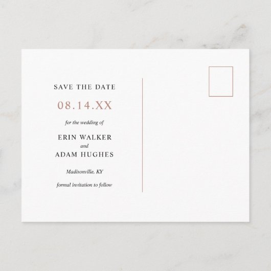 Moderne Boho Roze Gouden Pampas Gras Save the Date Aankondigingskaart (Achterkant)