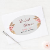 Moderne boho roze rozen bos bruidsfeest #2 ovale sticker (Envelop)