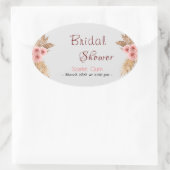 Moderne boho roze rozen bos bruidsfeest #2 ovale sticker (Tas)