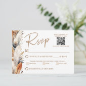Moderne Boho RSVP-kaart met QR-code RSVP Kaartje (Staand voorkant)