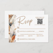 Moderne Boho RSVP-kaart met QR-code RSVP Kaartje (Voorkant / Achterkant)