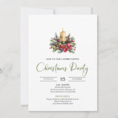 Moderne Boho Rustieke Aardse Kerstfeest Uitnodigin Kaart (Voorkant)