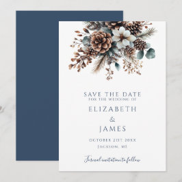 Moderne Boho Rustieke Bloemige Denneappels Trouwen Save The Date