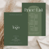 Moderne Boho Sage Green Hair Nails Salon prijslijs