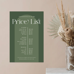 Moderne Boho Sage Green Hair Nails Salon prijslijs Poster