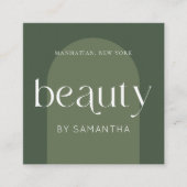 Moderne Boho Sage Green Lash Brows Beautician Vierkante Visitekaartje (Voorkant)