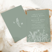 Moderne Boho Sage Green Wildflower Wedding Kaart