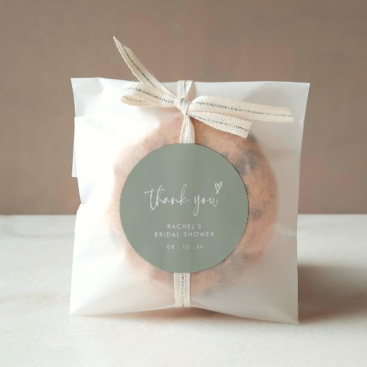 Moderne Boho Sage Groen Bruidsfeest Bedankt Ronde Sticker