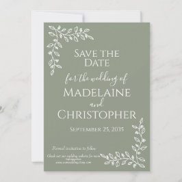 Moderne Boho Sage Groene Botanische Fotobruiloft Save The Date