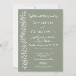 Moderne Boho Sage Groene Botanische Minimale Huwel Kaart