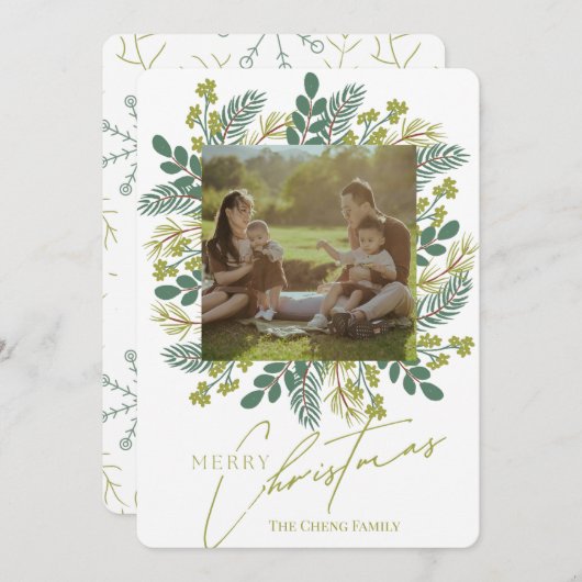 Moderne Boho Sage Groene Eucalyptus Krans Feestdagenkaart (Voorkant / Achterkant)