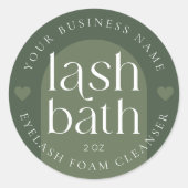 Moderne Boho Sage Groene Lash Bad Foam Cleanser Ronde Sticker (Voorkant)