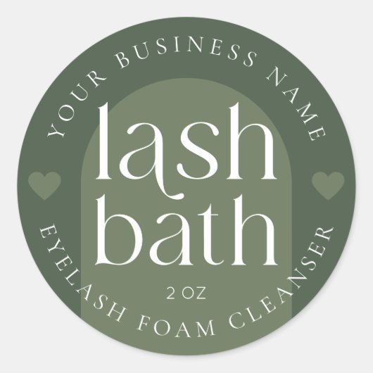 Moderne Boho Sage Groene Lash Bad Foam Cleanser Ronde Sticker (Voorkant)