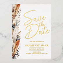 Moderne Boho Save the Date met Foto Terug | Echt