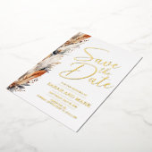 Moderne Boho Save the Date met Foto Terug | Echt Folie Uitnodiging (Gedraaid)