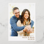 Moderne Boho Save the Date met Foto Terug | Echt Folie Uitnodiging (Achterkant)